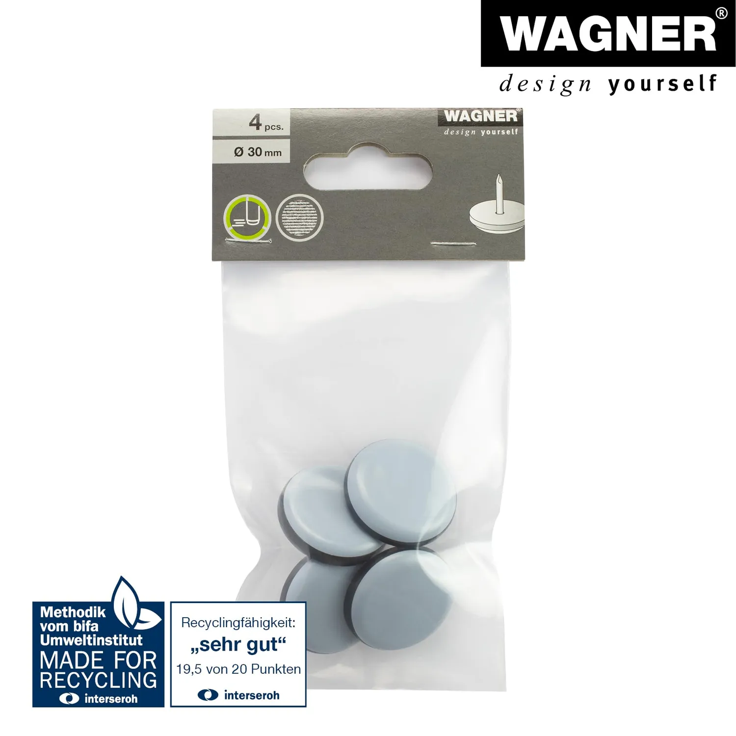 Wagner 15183099 pattini PTFE da inchiodare 4 pezzi Ø 30 mm