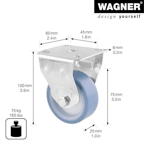 Wagner Deluxe RO 7776 rotella fissa Ø 75 mm blu 1 pz parquet