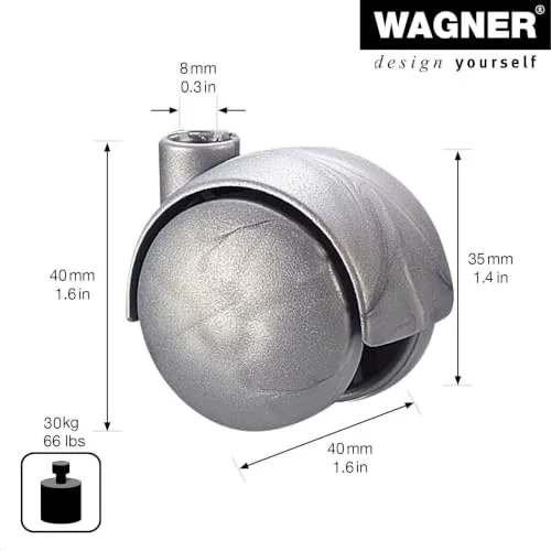 Wagner 01122501 rotella doppia mobile argento Ø 35 mm 30 kg