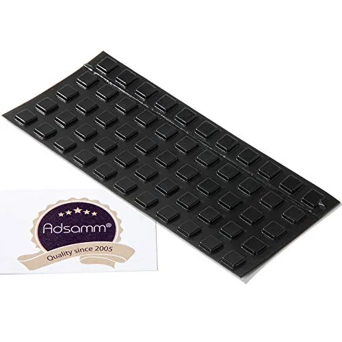Adsamm Paracolpi adesivi quadrati 10x10 mm neri 55 pezzi silicone