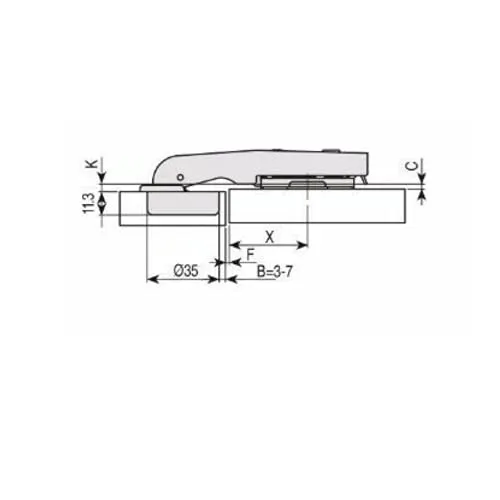 Indaux Clip cerniera ammortizzata 35 mm braccio 90° 1 pezzo