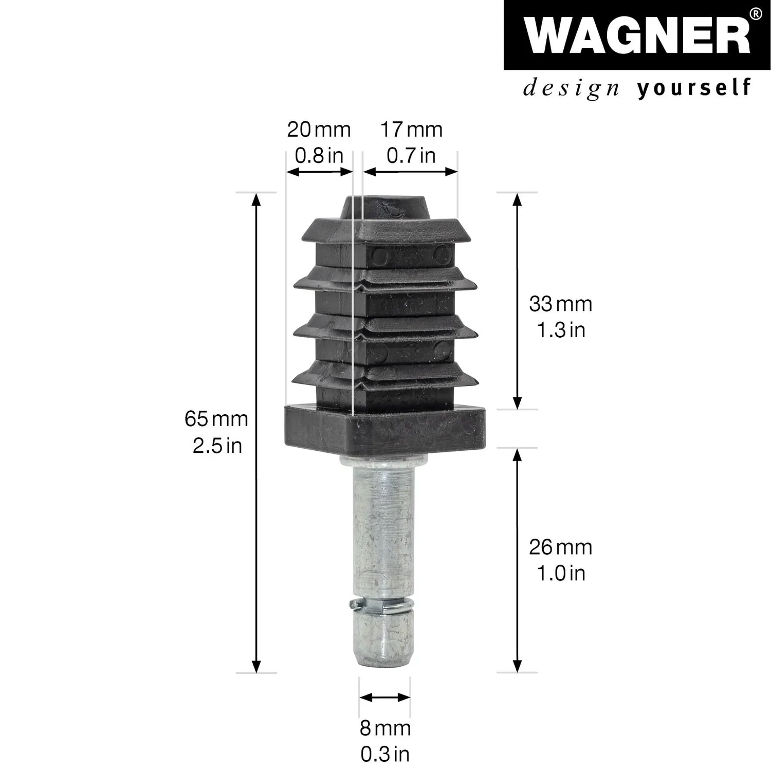 Wagner RO 0084 perni con manicotto quadrato 2 pezzi Ø 8 mm acciaio