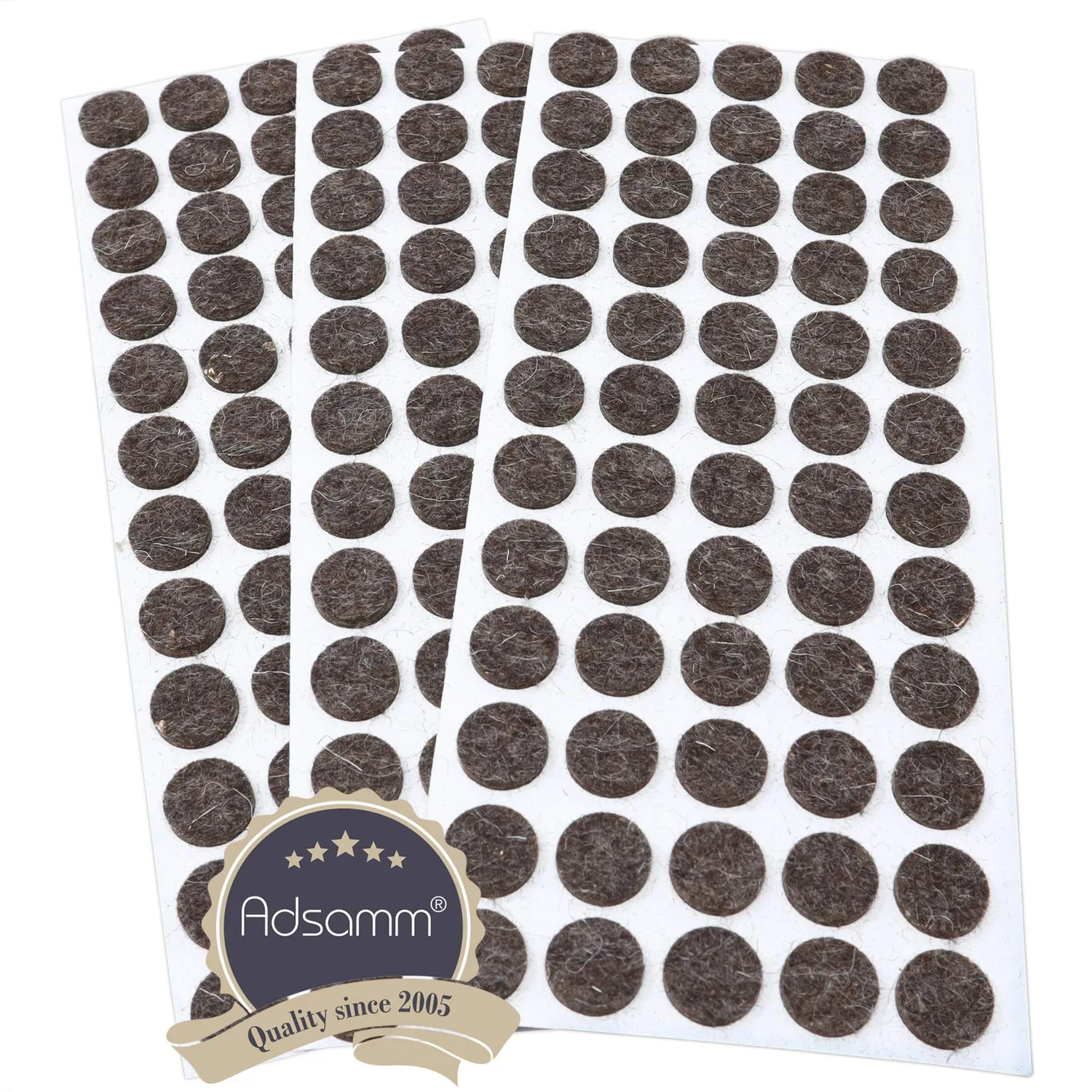Adsamm feltrini autoadesivi Ø 14 mm marroni 180 pezzi lana