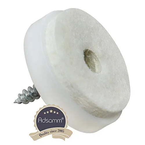 Adsamm 28 mm pattini bianchi 4 pezzi con vite feltro