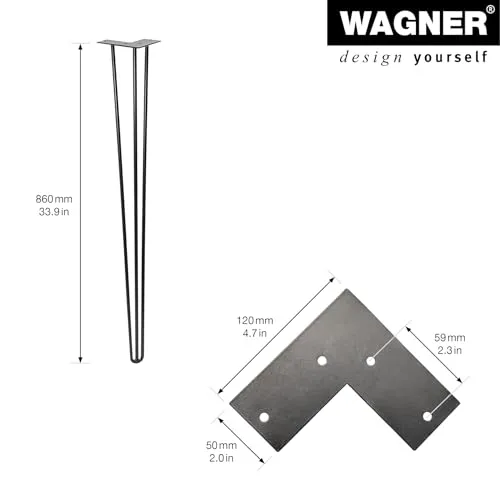 Wagner Hairpin ST 8286 gamba tavolo 86 cm nera 1 pz