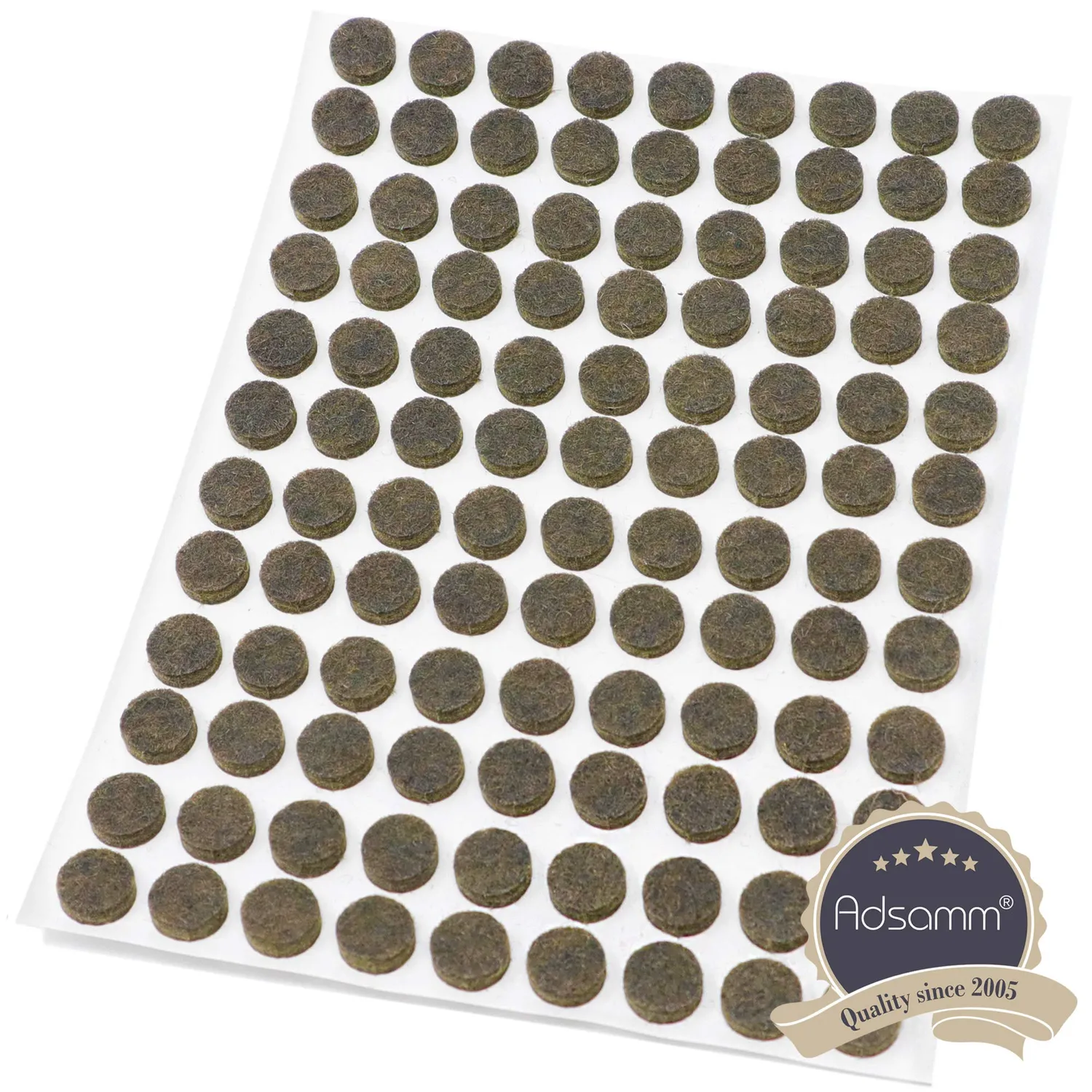 Adsamm Feltrini Adesivi Tondi 10mm Marrone 108 Pezzi 3,5mm