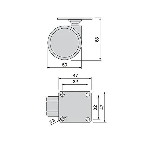Emuca ruote mobile piastra 50mm acciaio 4 pezzi 60kg
