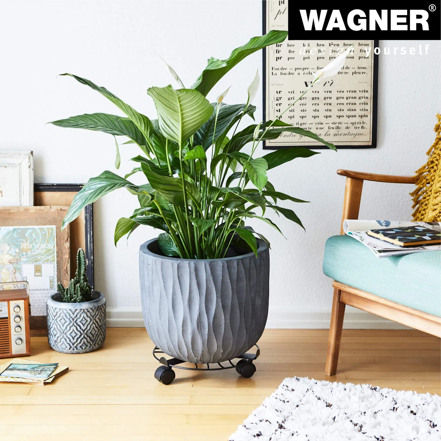 WAGNER Black sottovaso acciaio diam. 30cm h 6,5cm portata 60kg