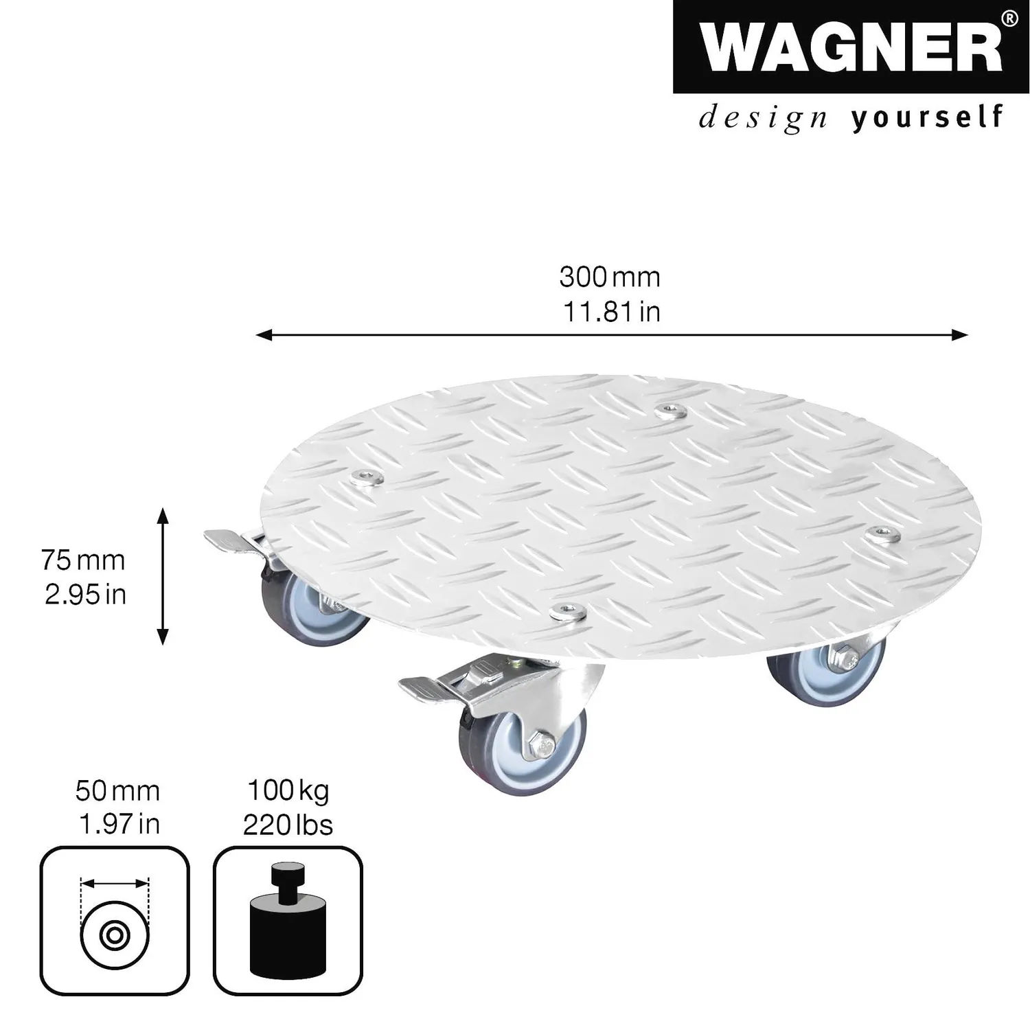 Wagner Alaska carrello piante Ø 30 cm alluminio 150 kg
