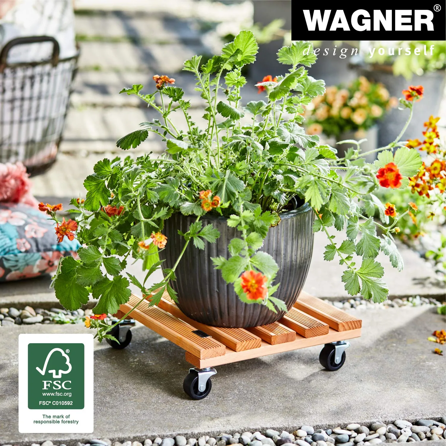 Wagner Toscana 20015301 carrello piante legno 29x29 cm