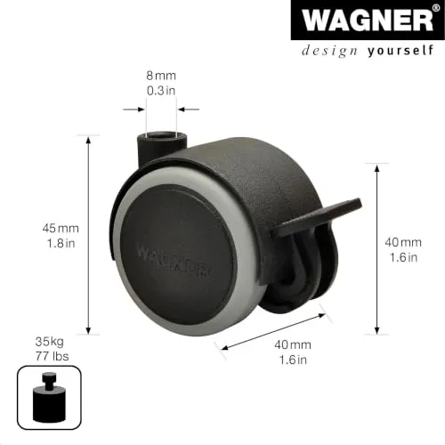 Wagner Design 01072701 RO 0727 doppio rullo nero 40 mm 1 pz