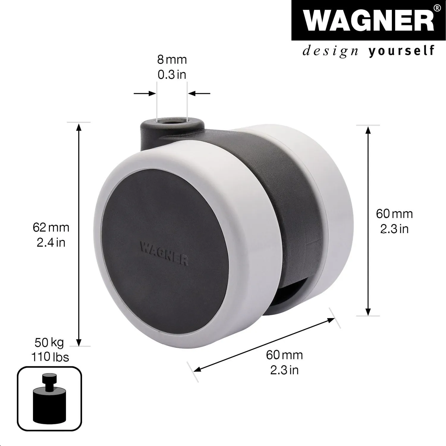 Wagner Design RO 0116 rotella doppia nero/grigio 60 mm morbida