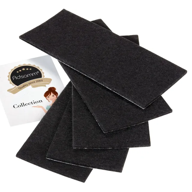 Adsamm Fogli Feltro Autoadesivo 80x180 mm Nero 5 Pezzi 3,5 mm