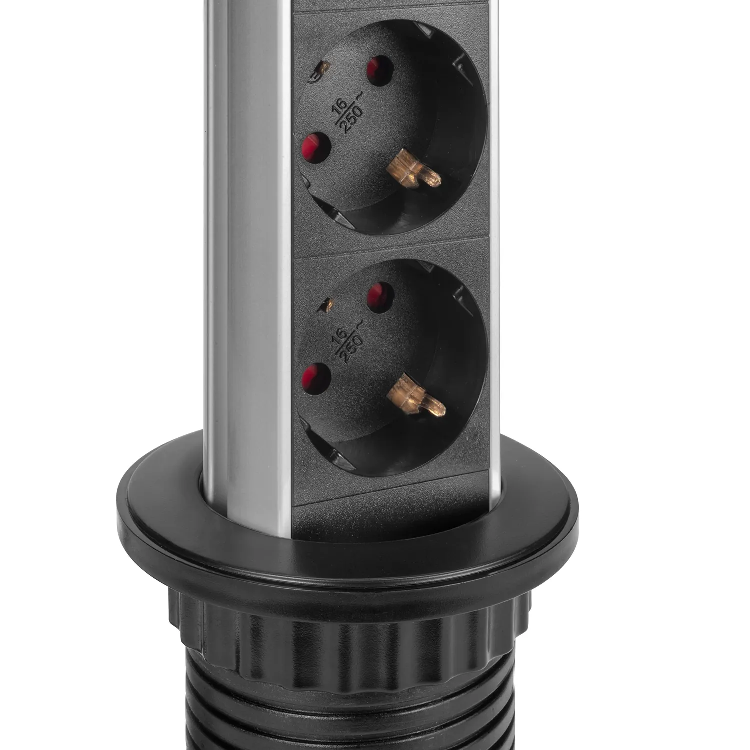 Emuca multipresa scomparsa 3 prese 2 USB nero Ø60