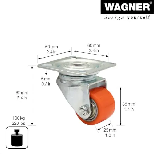 Wagner Mini RO 6935 rotella Ø 35 mm rossa 1 pz per parquet