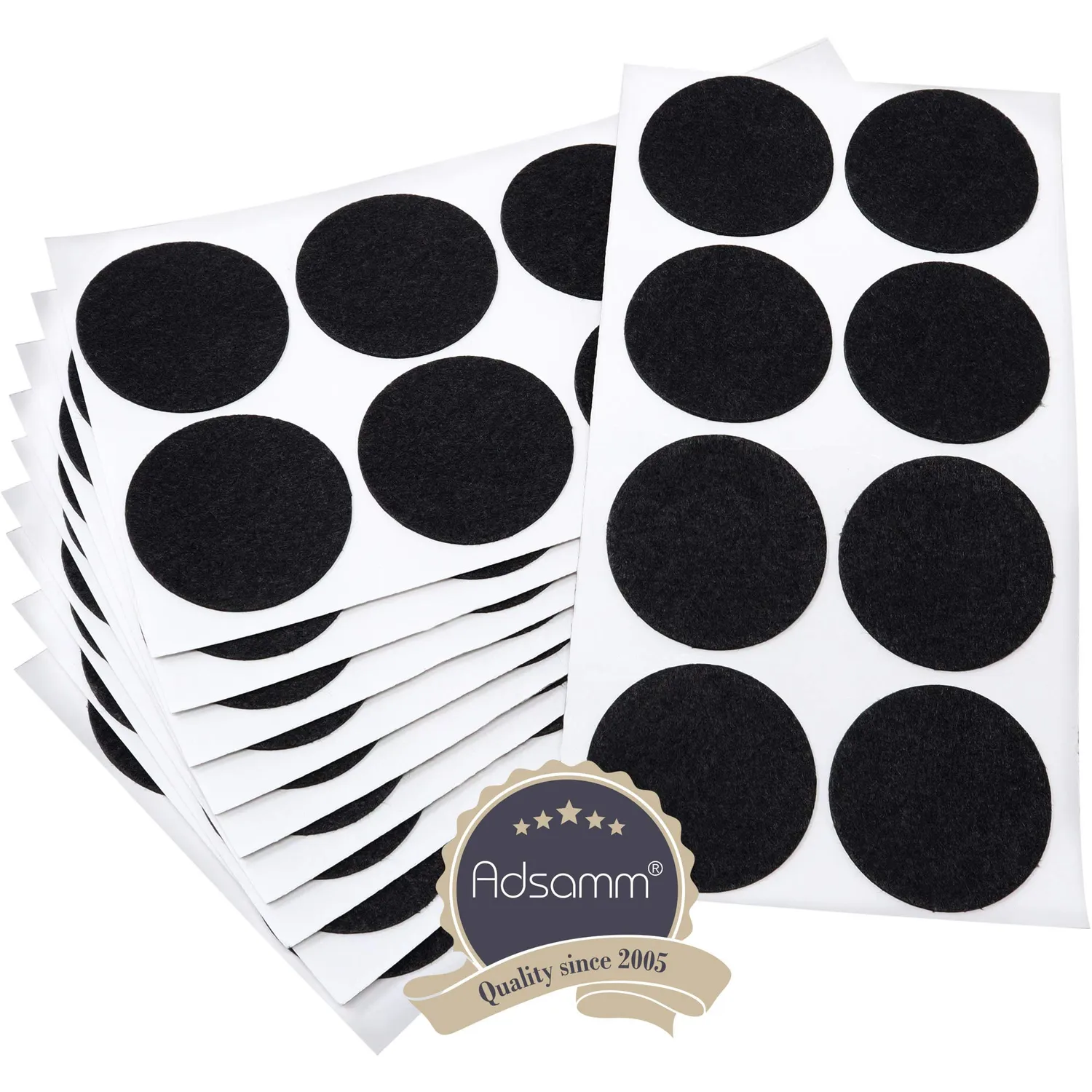 Adsamm Ultrasottili Ø 50 mm Feltrini Autoadesivi 80 pz Neri 1,5 mm