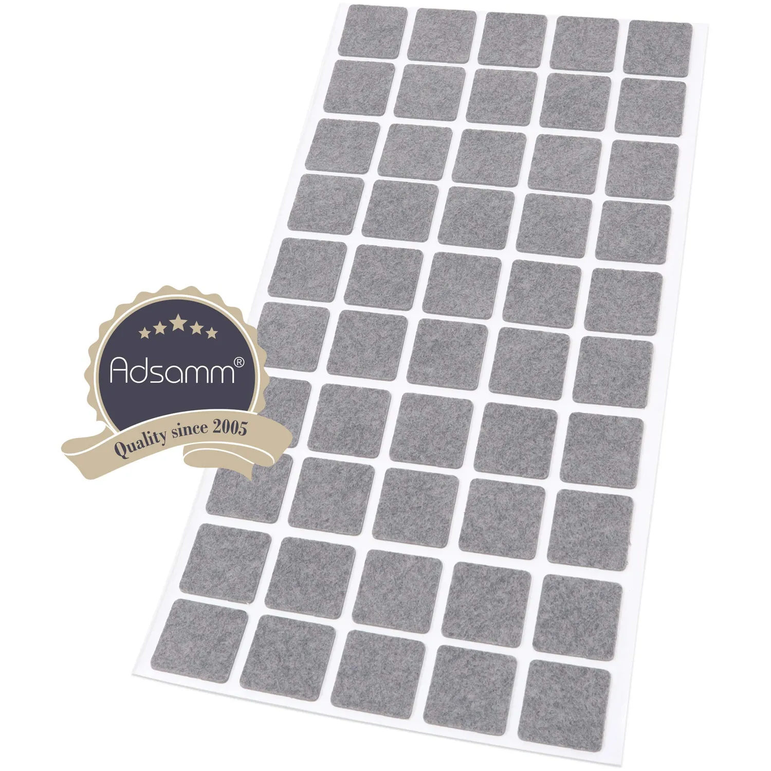 Adsamm feltrini ultrasottili quadrati 20x20 mm grigi 50 pezzi viscosa