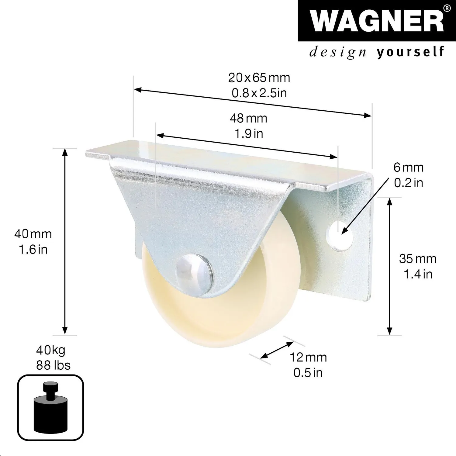 Wagner Design 01076001 rotella 35 mm bianca singola