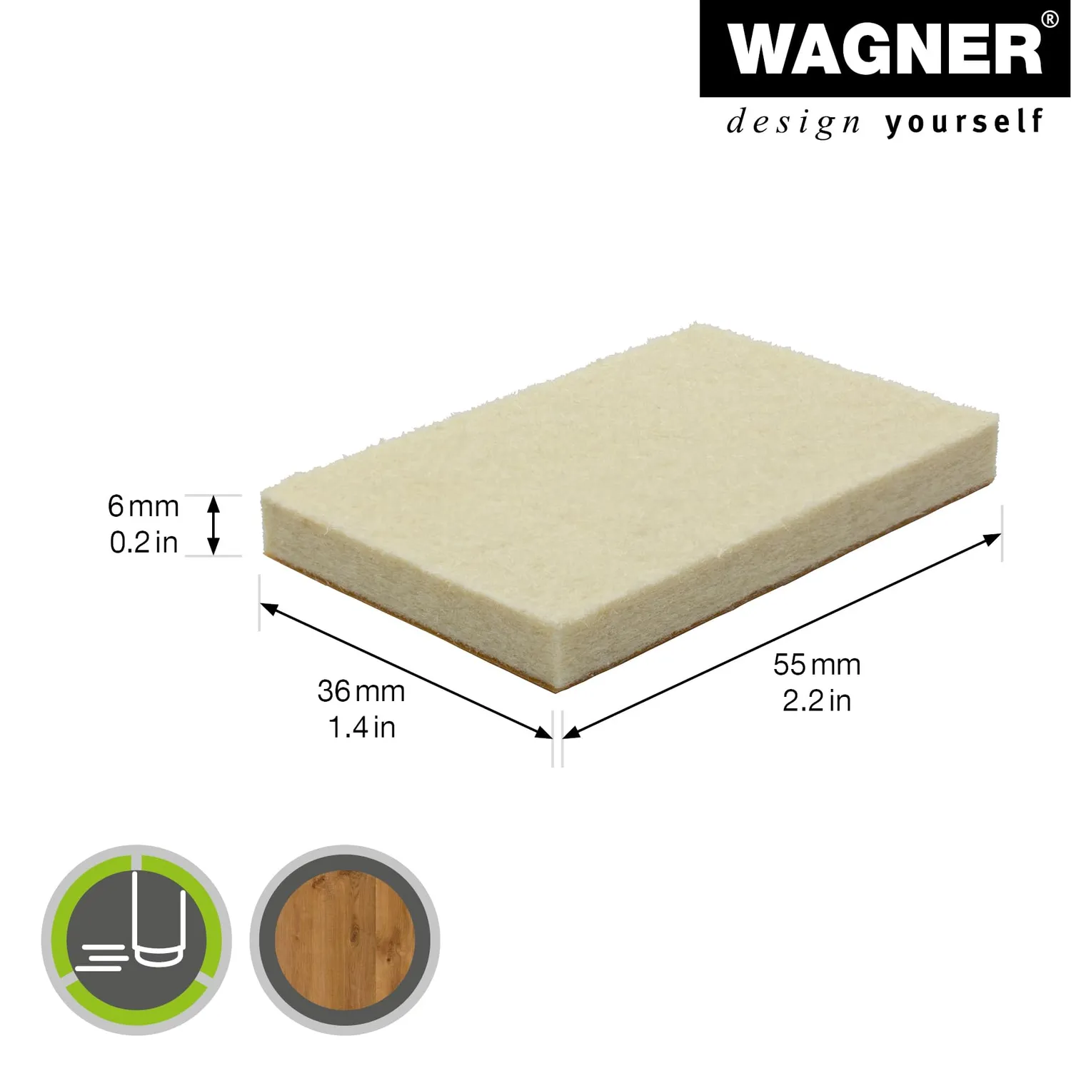 Wagner Big Pads 15125699 feltrini 36x55 mm 4 pezzi lana