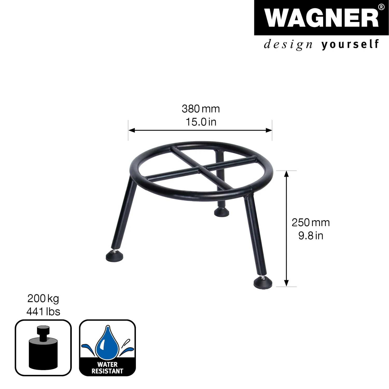 Wagner Retro GH 0680 portavaso acciaio Ø38 nero 25 cm
