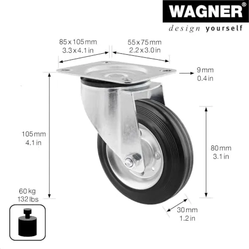 Wagner 04618401 RO 6184 rotella girevole 80 mm piastra 1 pz