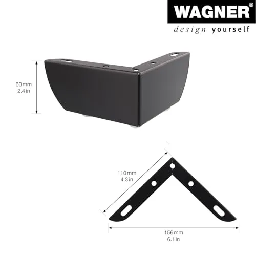 Wagner Sofa Wing 12044201 gamba mobili nera 6 cm