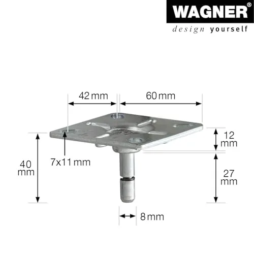 WAGNER RO 0388 piastra avvitamento 60x60 mm 1 pezzo acciaio