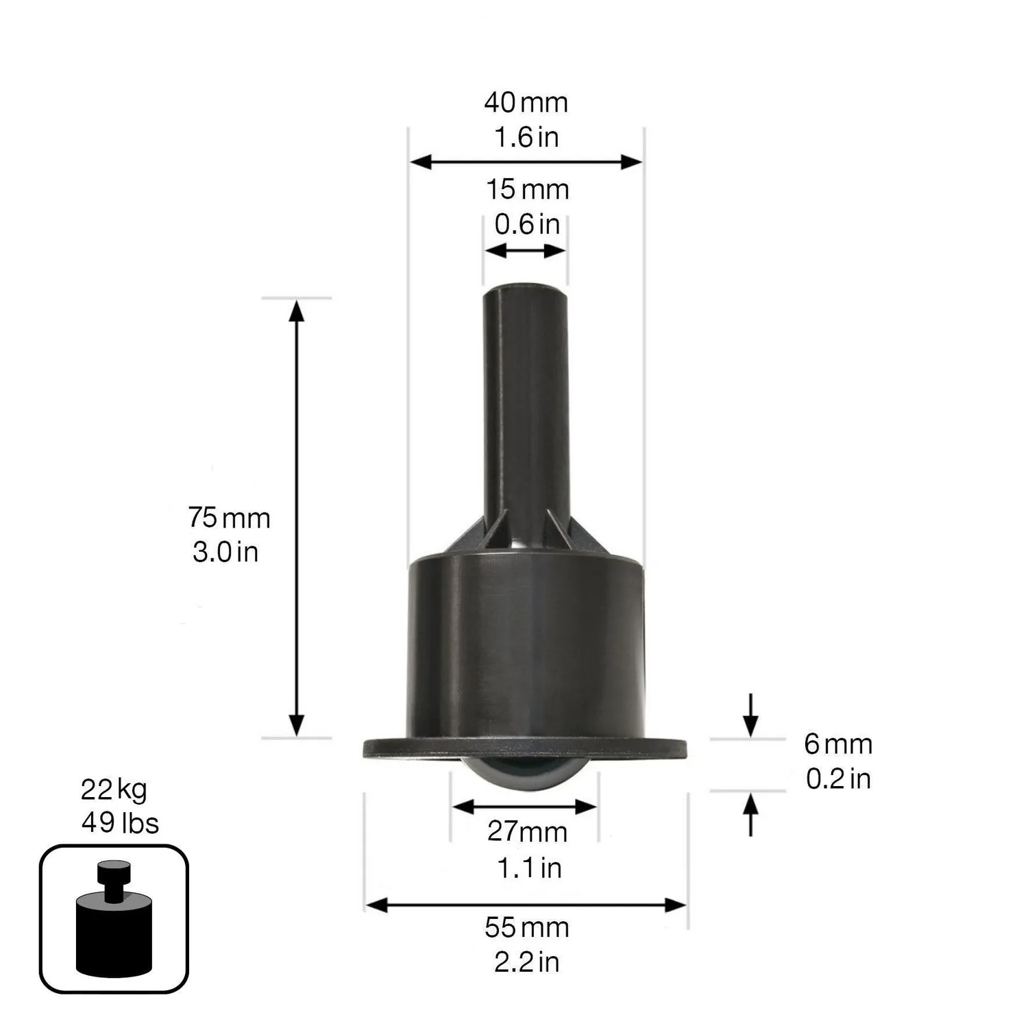 WAGNER RO 0088 ruota tavolo estraibile Ø27 mm 22 kg