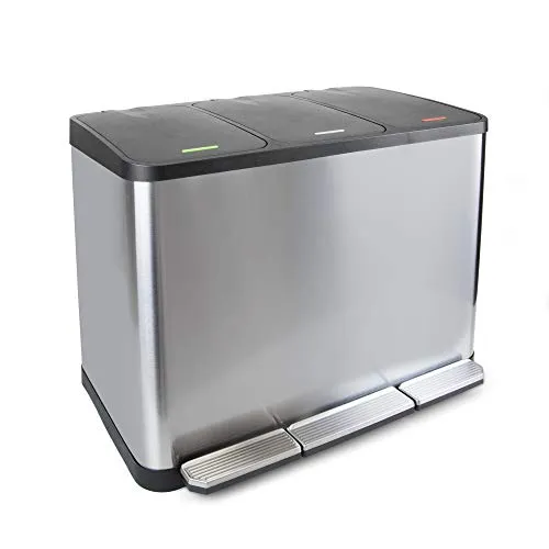 Emuca Harmony pattumiera 3 scomparti 45L acciaio soft
