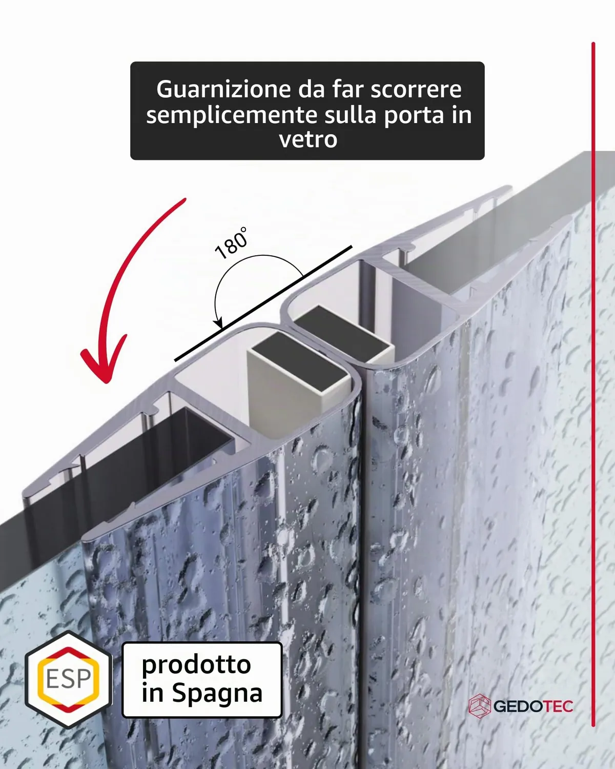 Gedotec Guarnizione Magnetica Doccia 180° 2 m 6-8 mm