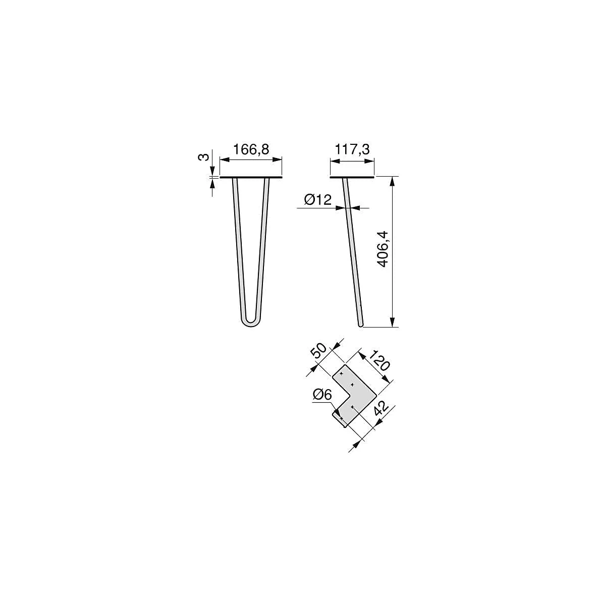 Emuca Hairpin Gambe Tavolo 400mm Nero 4 Pezzi Acciaio
