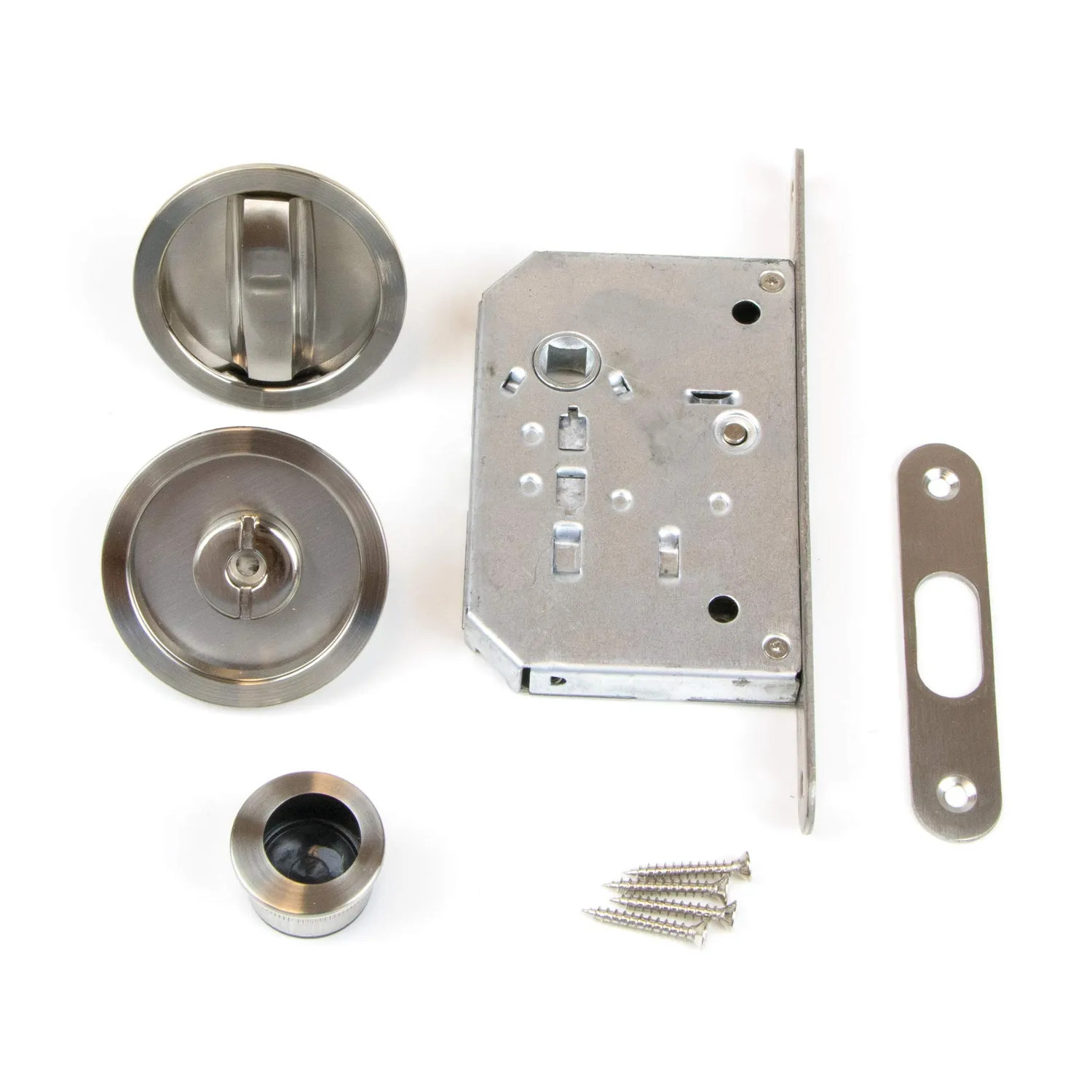 Emuca Kit Serratura Scorrevole Rotonda 57 mm Nichel Porte 35-40