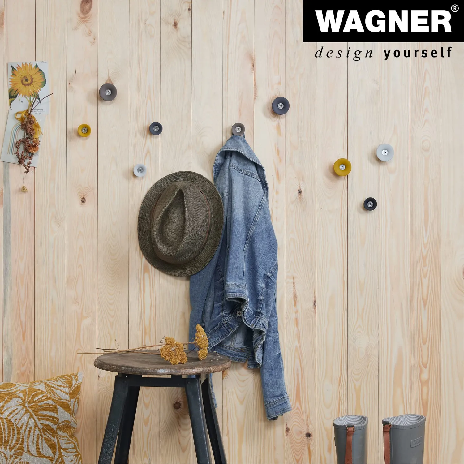 WAGNER hooks4home TULIP ganci parete set 4 pezzi grigio