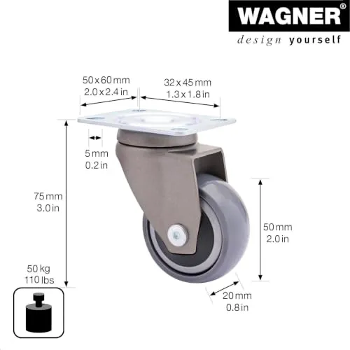 Wagner 3C 01225301 ruota girevole grigia diam. 50 mm