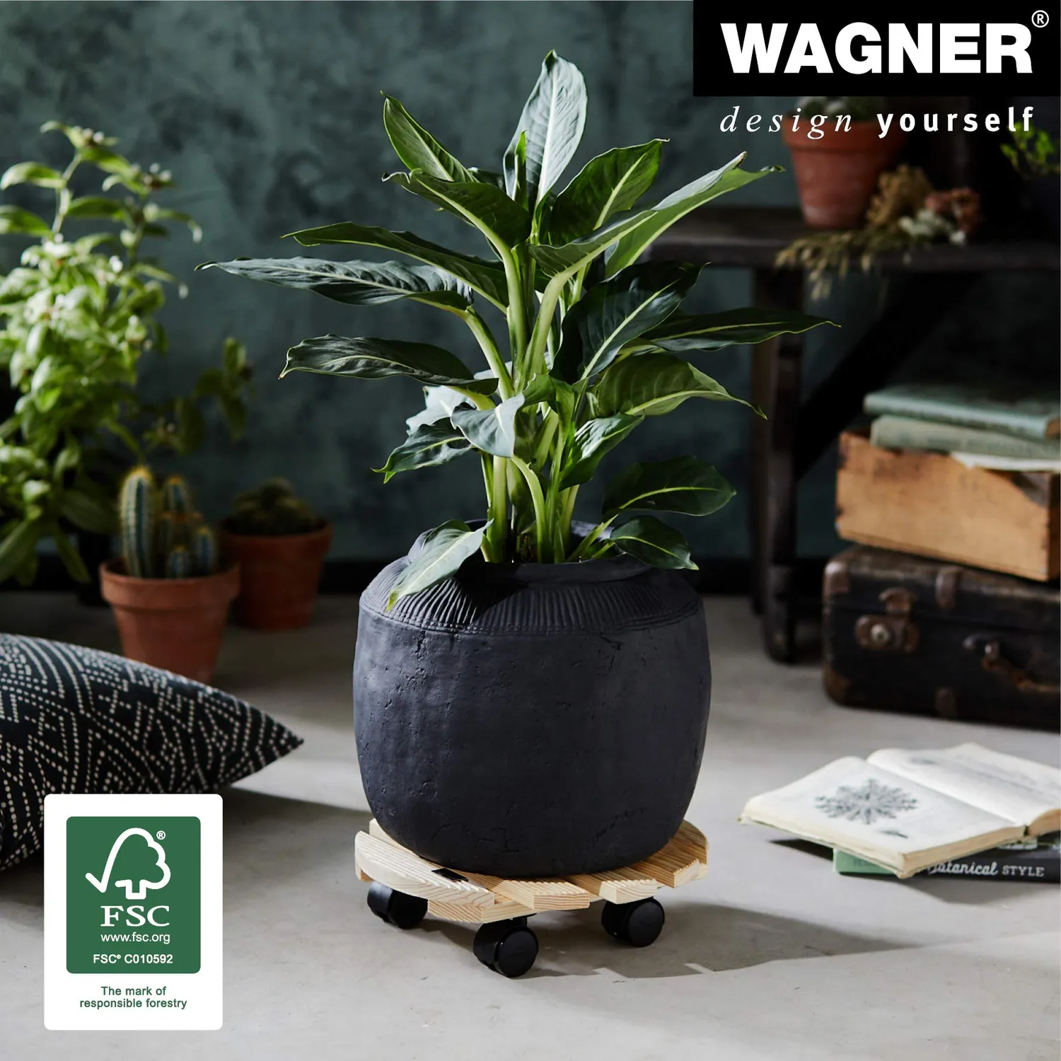 Wagner Country Ø 30 cm carrello piante rotondo naturale