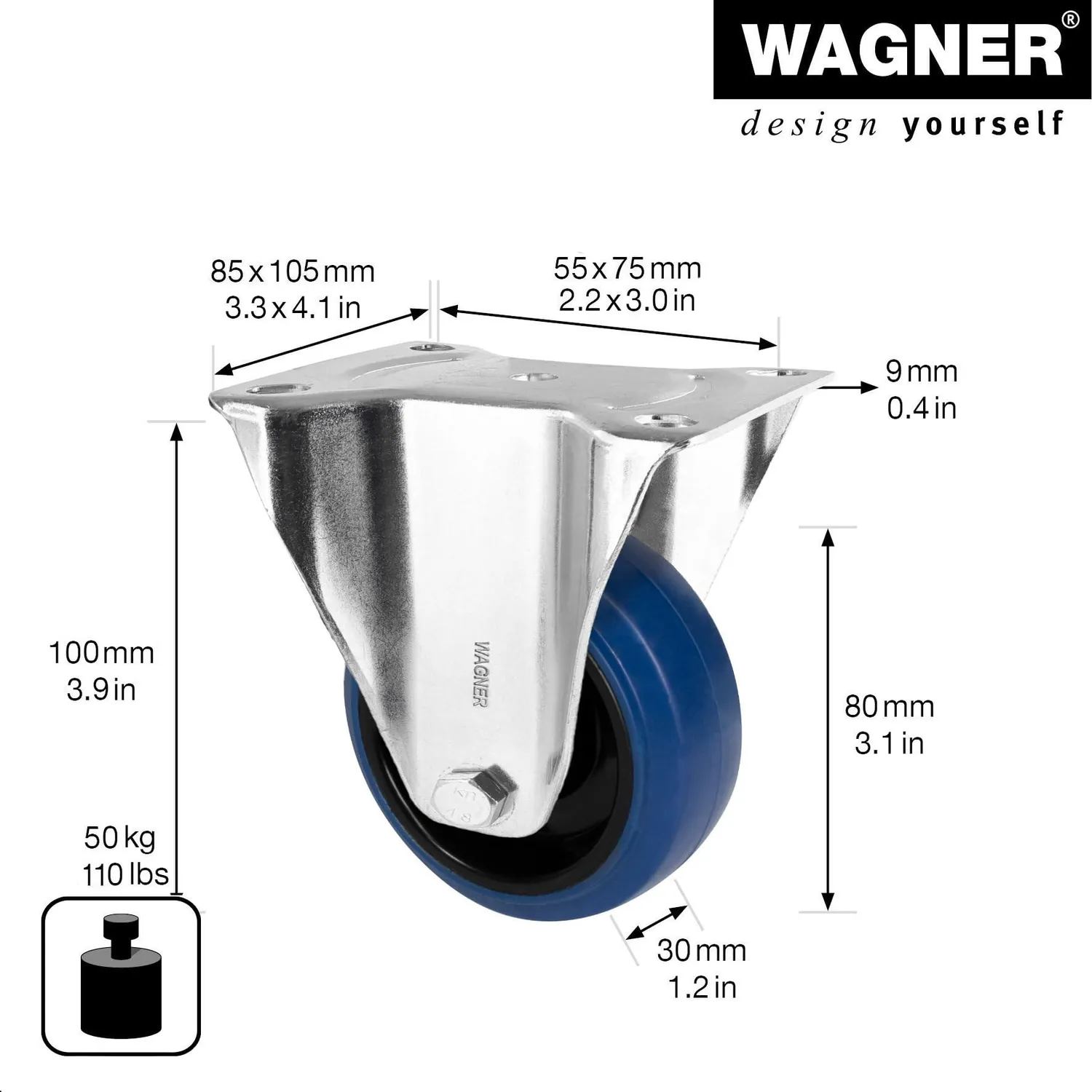 Wagner RO 8780 rotella fissa 80 mm 1 pz battistrada morbido