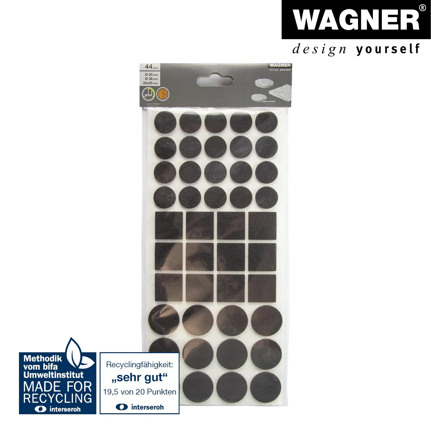 Wagner 15177599 set feltrini adesivi 44 pezzi marroni misti