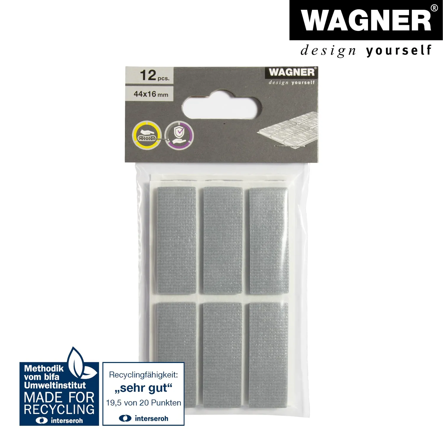 Wagner Soft Pads 16034499 paracolpi EVA grigi 16x44 mm 12 pezzi