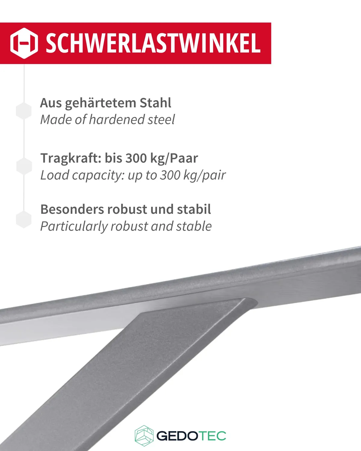 Gedotec Athena 250 mm staffa mensola argento 1 pezzo 300 kg