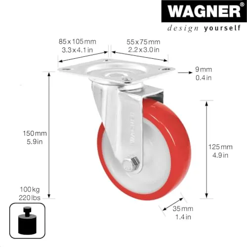 Wagner 04682501 RO 6825 rotella girevole 125 mm 105 kg