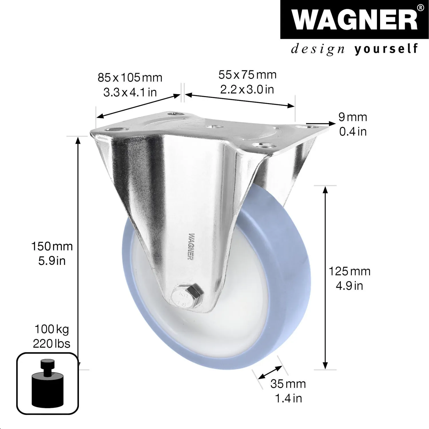 Wagner RO8625 rullo fisso morbido 125 mm 100 kg