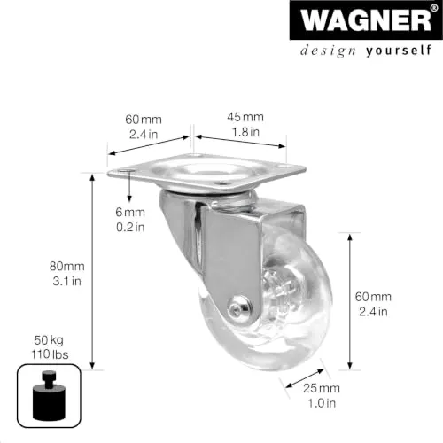 WAGNER Skater RO 1086 rotella trasparente 60 mm 1 pz morbida