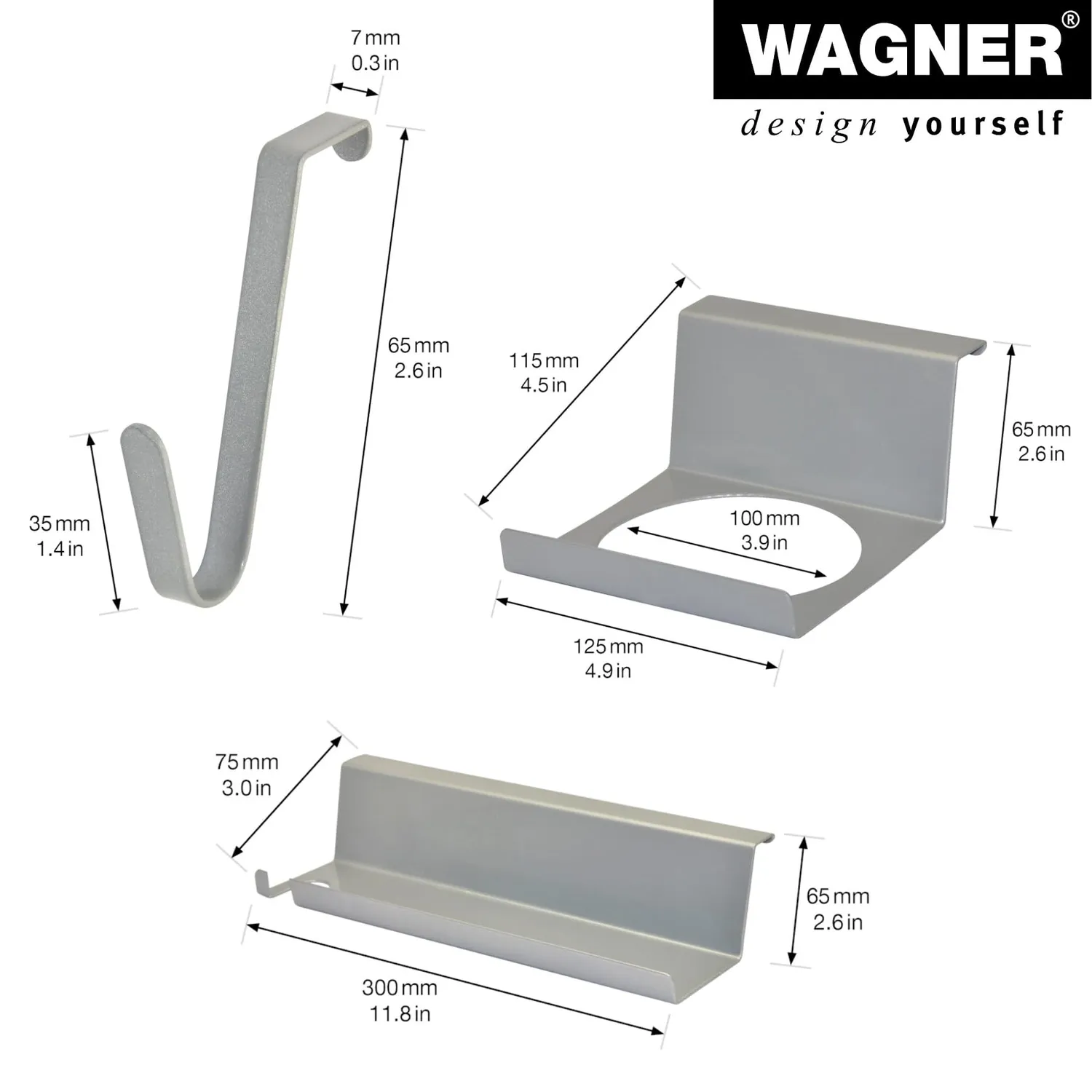 WAGNER GreenFAMILY set accessori 8 pezzi acciaio ganci ripiano