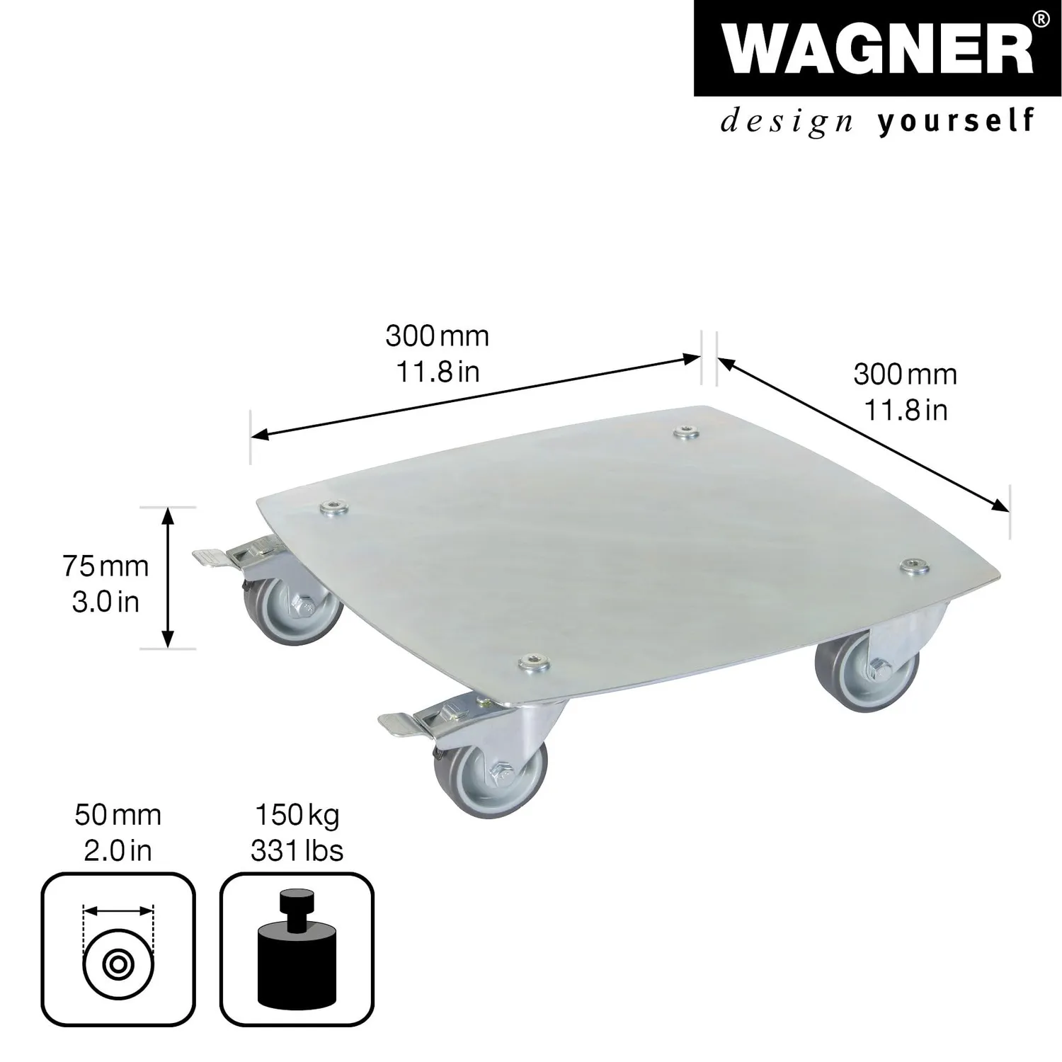 Wagner Steel Retro Sottovaso Ø30 cm Acciaio 100 kg