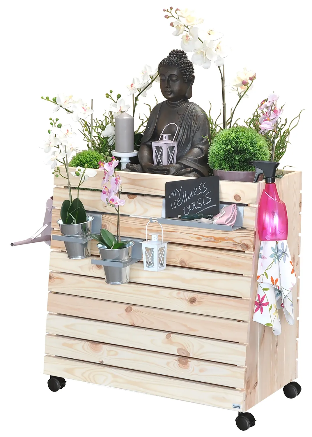 WAGNER GreenBOX L fioriera rialzata legno 79x80x43 cm con ruote