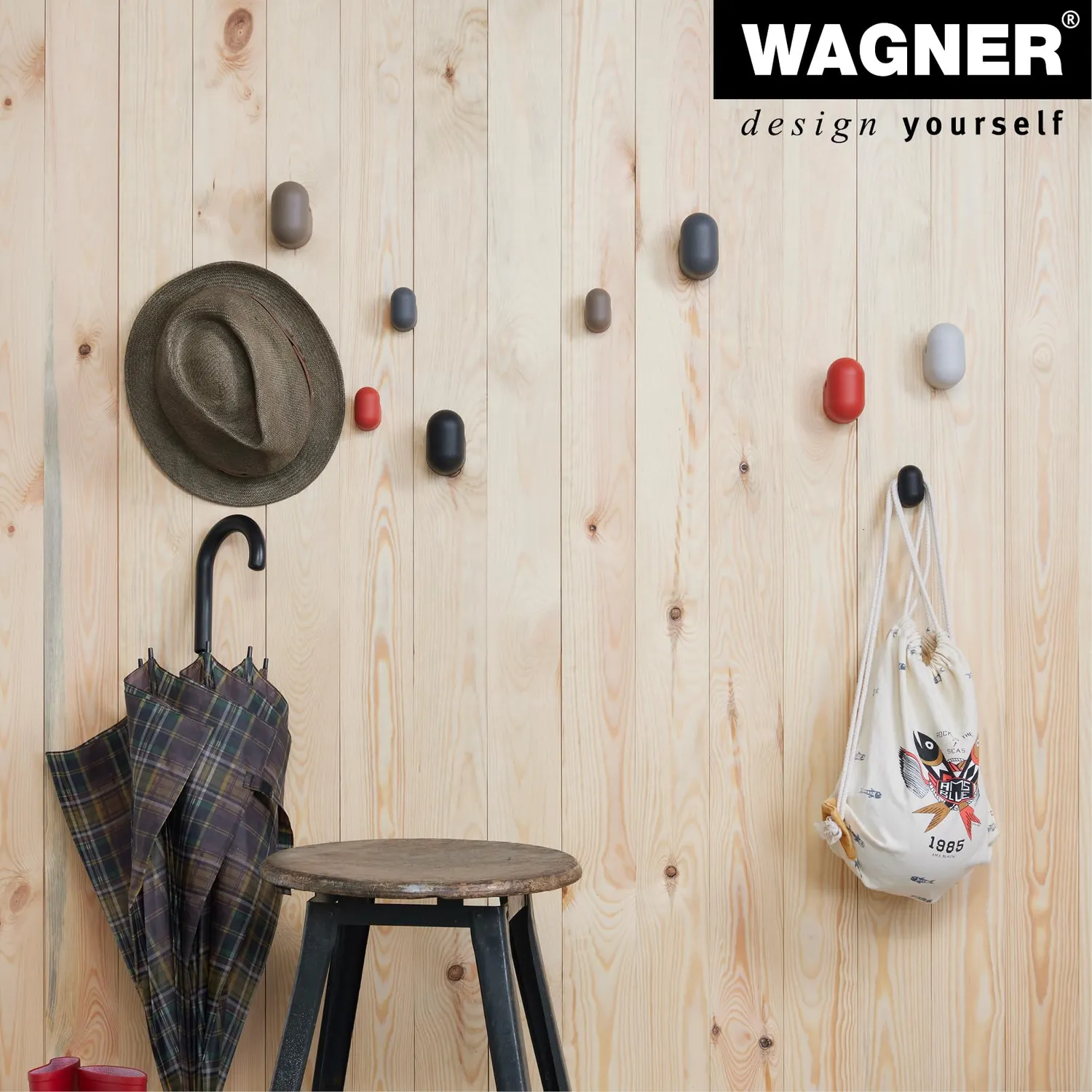 Wagner hooks4home Pill EH 0421 gancio parete 50 mm tortora riciclato
