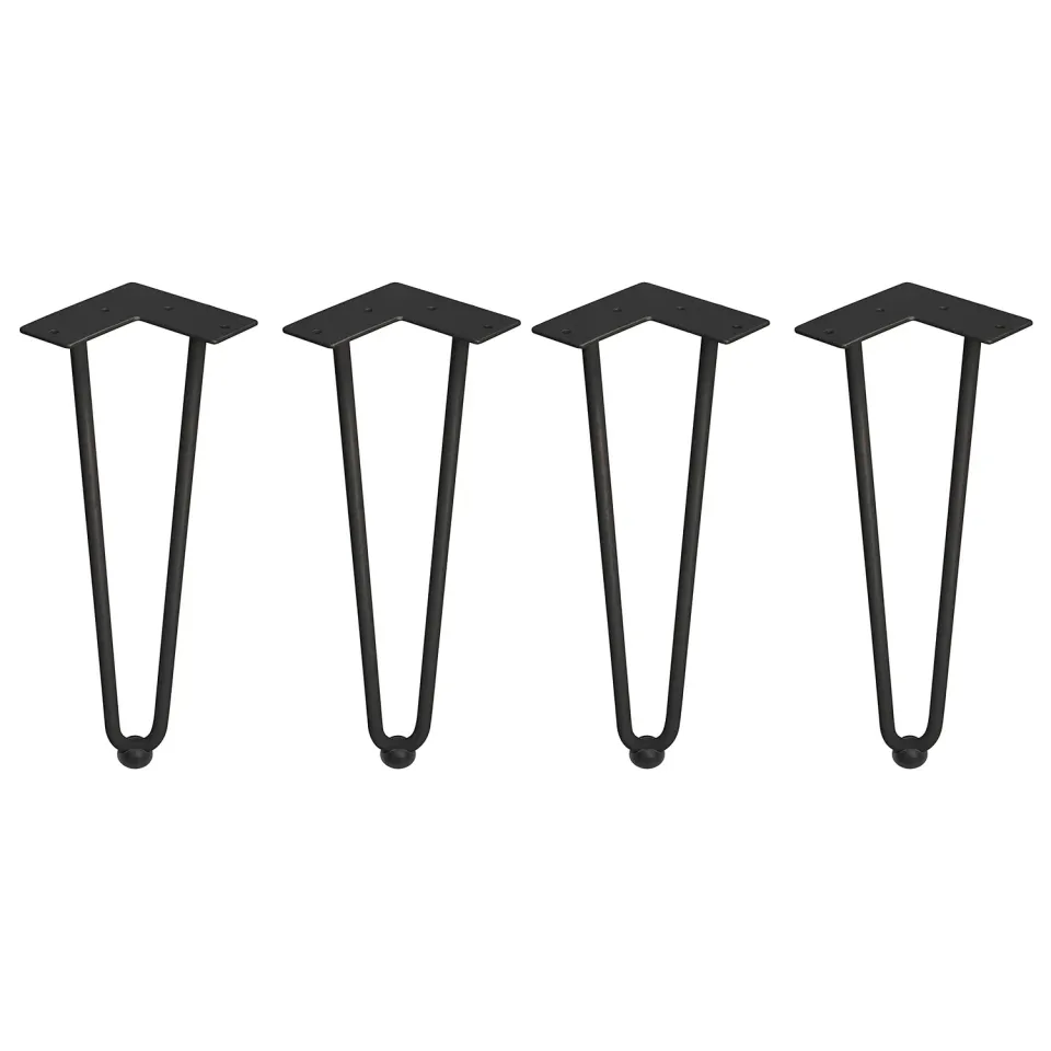 Emuca Hairpin Gambe Tavolo 400mm Nero 4 Pezzi Acciaio