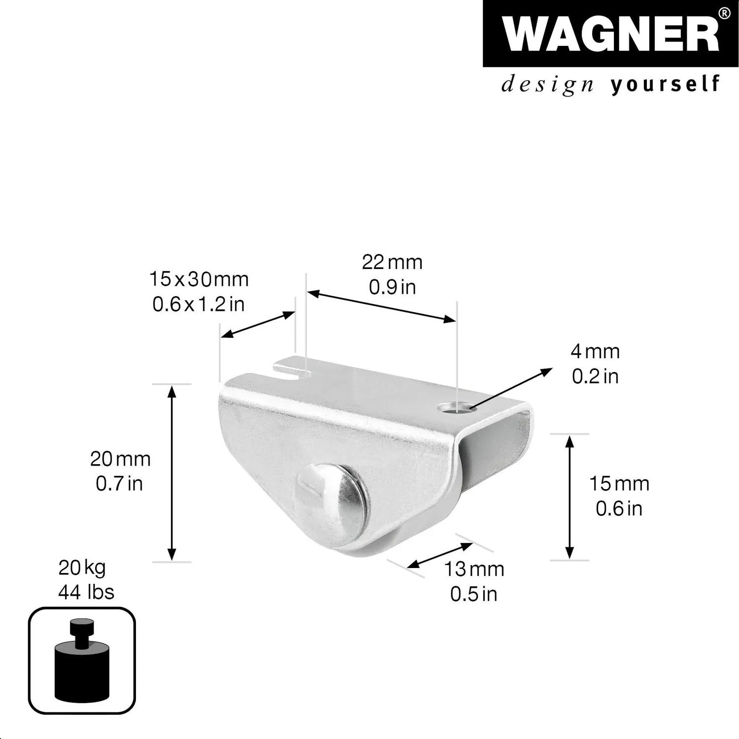 WAGNER Design RO 0754 rotellina grigia 15 mm 1 pz morbida