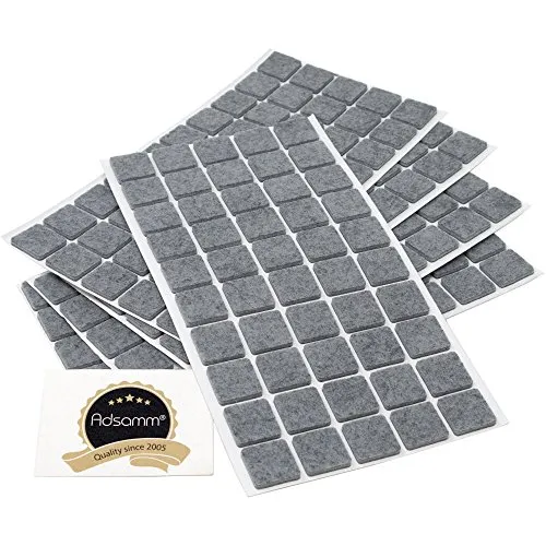 Adsamm Feltrini Adesivi Quadrati Grigi 20x20 mm Feltro 250 Pezzi Silenziosi