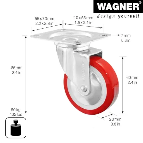 Wagner RO 2160 rotella girevole 60 mm 1 pz battistrada morbido